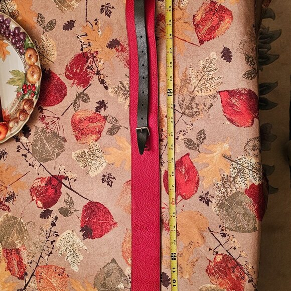 WE Red and Black Scott Leather Kilt Belt with chrome finish Buckle - Picture 6 of 11